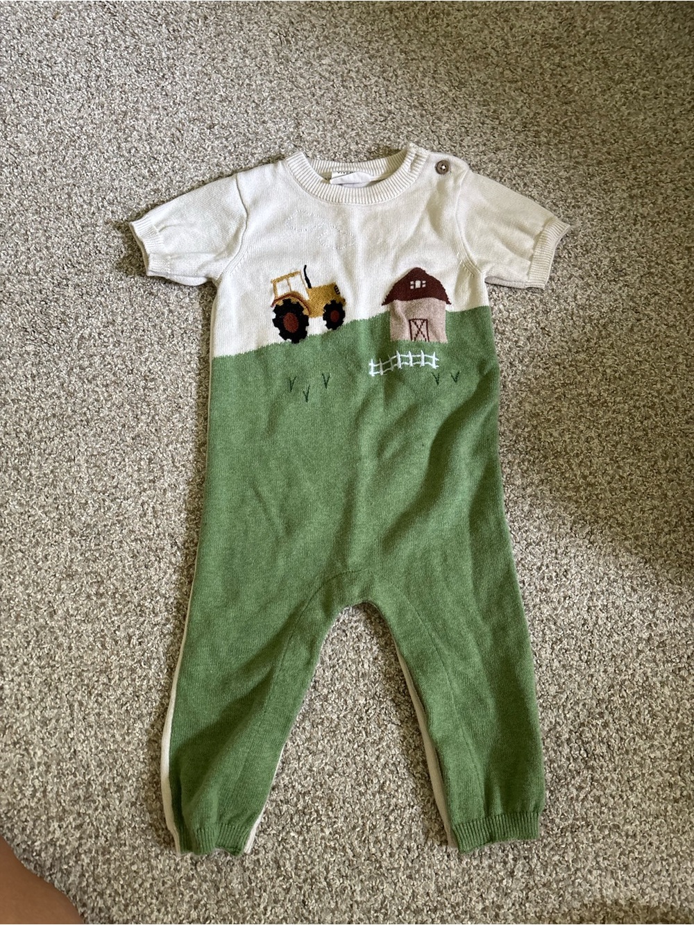 Viverano Organics Baby Farm Tractor One-Piece Sweater Romper